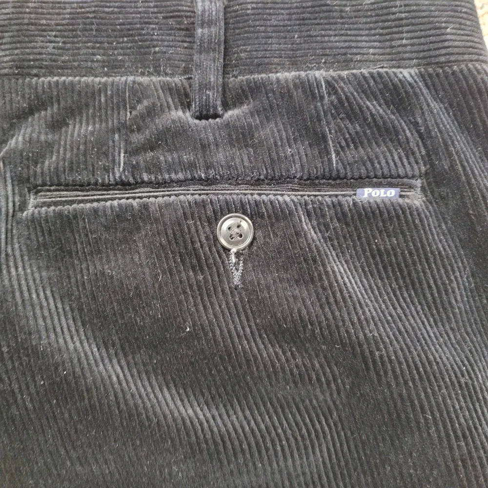 Polo Ralph Lauren Corduroy‎ Pants Mens 36x27 Black Classic Fit Cuffed Trousers